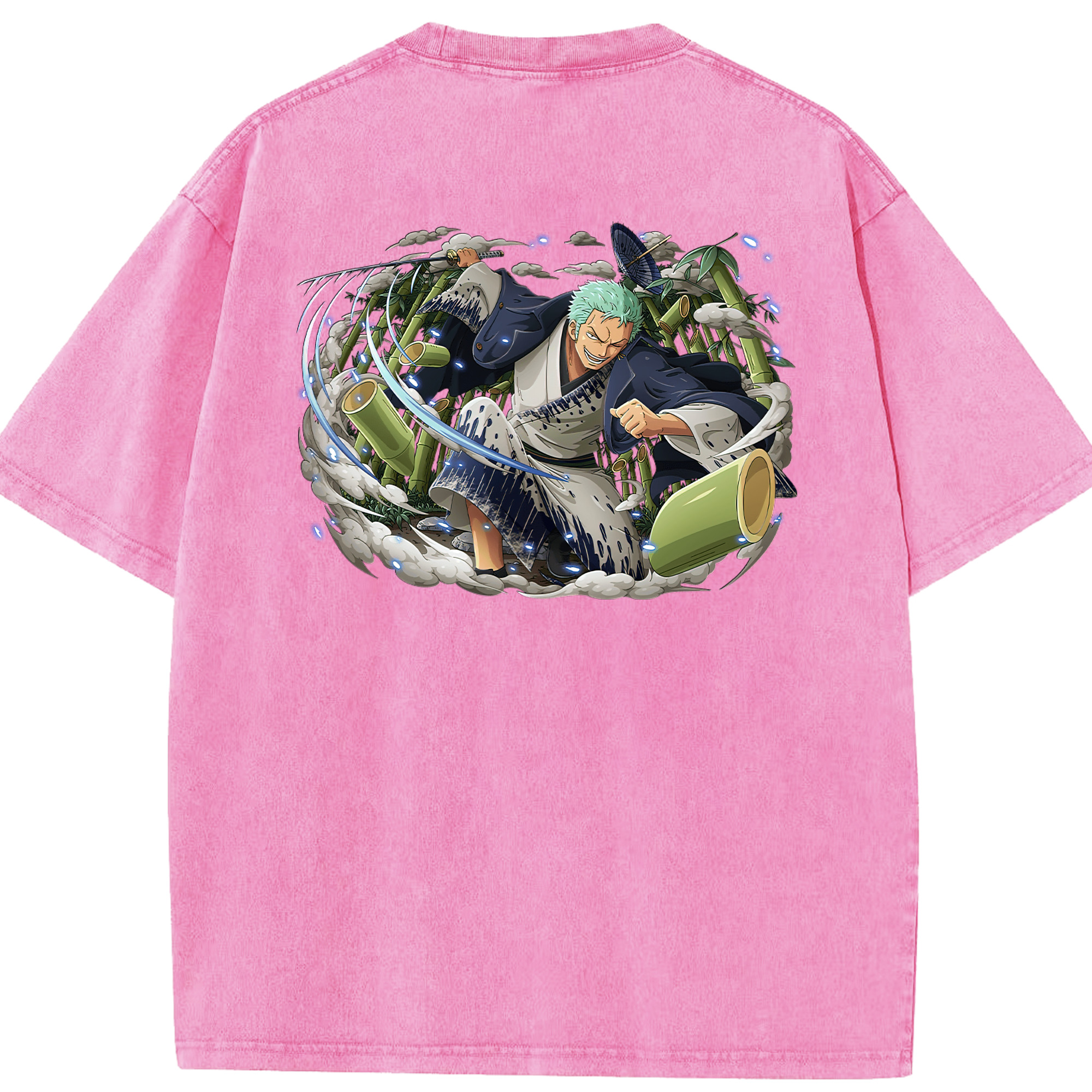 ワンピース ロロノア・ゾロ ONE PIECE Roronoa Zoro 綿100% ヴィンテージ風 半袖Tシャツ（背面プリント）